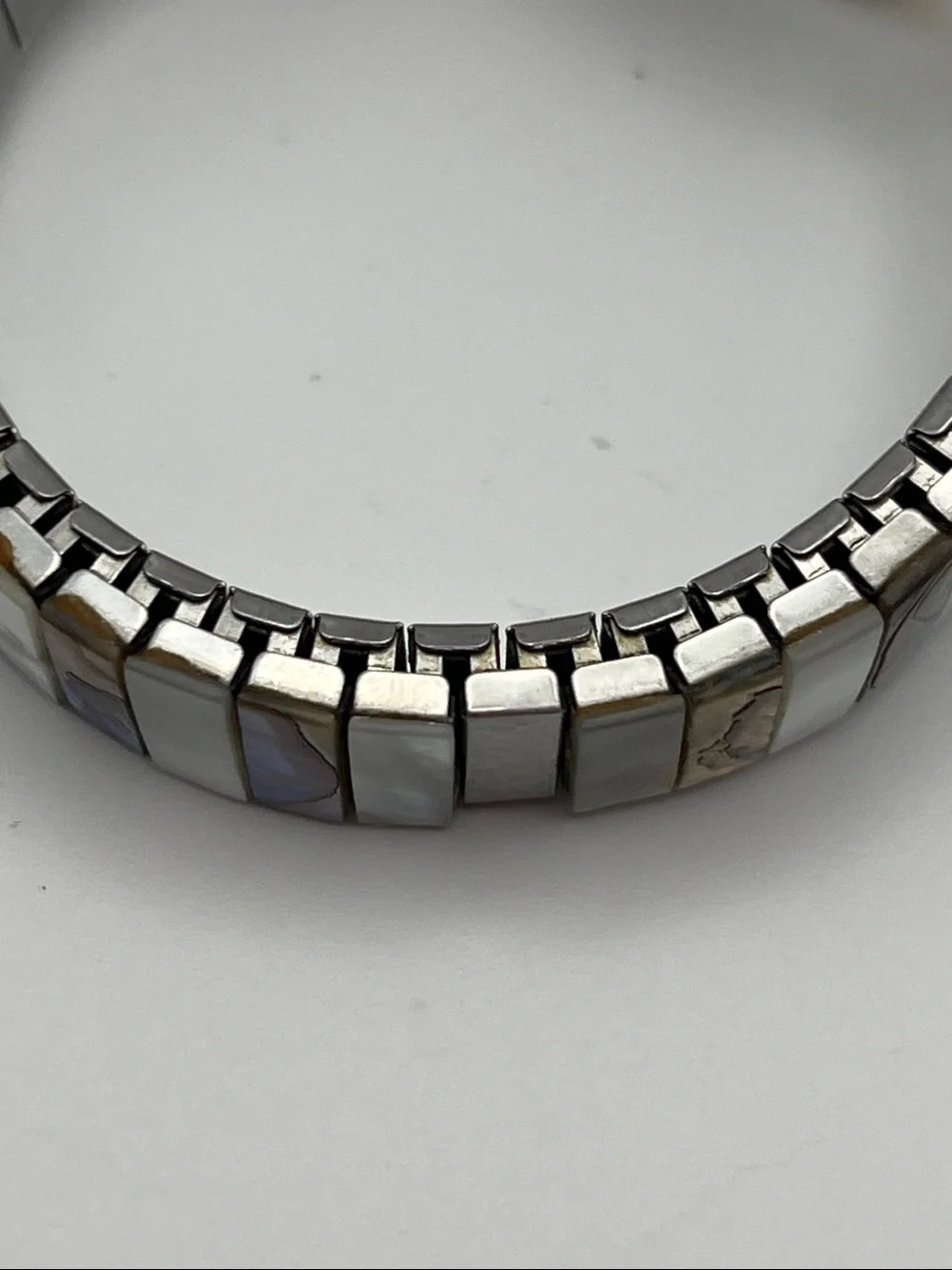 Vintage Netec Abalone Inlay Quartz Watch - Mother of Pearl & Gold Accents